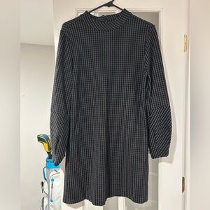 Halogen Black and White Grid Long Sleeve Dress